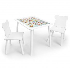 Детский комплект стол и два стула Мишка Rolti Baby с накладкой Алфавит (белая столешница/белое сиденье/белые ножки) в Белоярском (ХМАО) - beloiarskii.ok-mebel.com | фото