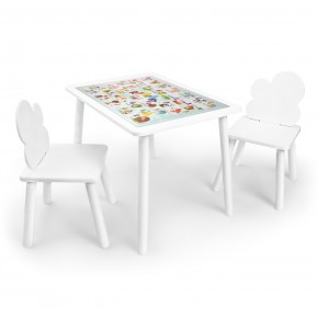 Детский комплект стол и два стула Облачко Rolti Baby с накладкой Алфавит (белая столешница/белое сиденье/белые ножки) в Белоярском (ХМАО) - beloiarskii.ok-mebel.com | фото