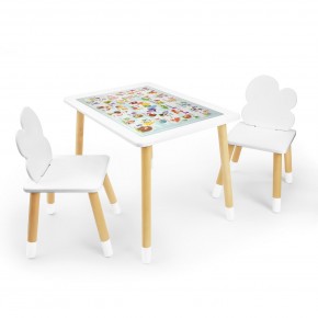 Детский комплект стол и два стула Облачко Rolti Baby с накладкой Алфавит (белая столешница/белое сиденье/береза ножки) в Белоярском (ХМАО) - beloiarskii.ok-mebel.com | фото