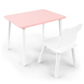 Детский комплект стол и стул «Мишка» Rolti Baby (розовый/белый, массив березы/мдф) в Белоярском (ХМАО) - beloiarskii.ok-mebel.com | фото 1