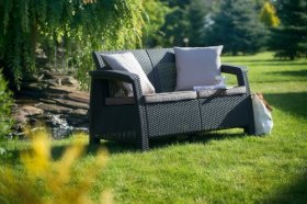 Диван пластиковый Корфу (Corfu love seat) графит в Белоярском (ХМАО) - beloiarskii.ok-mebel.com | фото 2