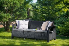 Диван пластиковый Корфу Макс (Corfu love seat max) графит в Белоярском (ХМАО) - beloiarskii.ok-mebel.com | фото 2