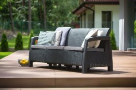 Диван пластиковый Корфу Макс (Corfu love seat max) графит в Белоярском (ХМАО) - beloiarskii.ok-mebel.com | фото 3