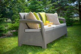 Диван пластиковый Корфу Макс (Corfu love seat max) капучино - песок в Белоярском (ХМАО) - beloiarskii.ok-mebel.com | фото 3