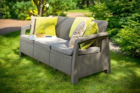 Диван пластиковый Корфу Макс (Corfu love seat max) капучино - песок в Белоярском (ХМАО) - beloiarskii.ok-mebel.com | фото 4