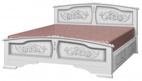 ЕЛЕНА Кровать из массива 1400 (Белый жемчуг) с 2-мя ящиками в Белоярском (ХМАО) - beloiarskii.ok-mebel.com | фото