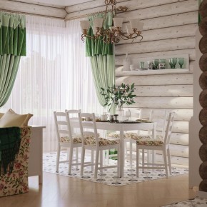Комлект Вествик обеденный стол и четыре стула, массив сосны, цвет белый в Белоярском (ХМАО) - beloiarskii.ok-mebel.com | фото 1