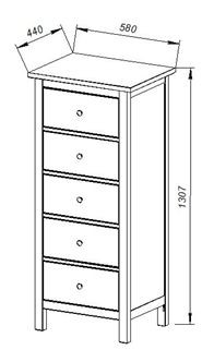 Комод 05 Кантри белый с пятью ящиками в Белоярском (ХМАО) - beloiarskii.ok-mebel.com | фото 3
