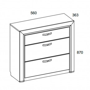 Комод 3S/56, OLIVIA, цвет вудлайн крем/дуб анкона в Белоярском (ХМАО) - beloiarskii.ok-mebel.com | фото 3