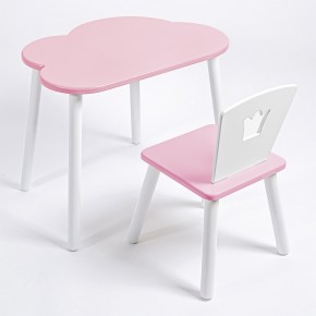 Комплект детский стол ОБЛАЧКО и стул КОРОНА ROLTI Baby (розовая столешница/розовое сиденье/белые ножки) в Белоярском (ХМАО) - beloiarskii.ok-mebel.com | фото