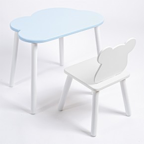 Комплект детский стол ОБЛАЧКО и стул МИШКА ROLTI Baby (голубая столешница/белое сиденье/белые ножки) в Белоярском (ХМАО) - beloiarskii.ok-mebel.com | фото