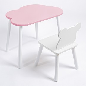 Комплект детский стол ОБЛАЧКО и стул МИШКА ROLTI Baby (розовая столешница/белое сиденье/белые ножки) в Белоярском (ХМАО) - beloiarskii.ok-mebel.com | фото