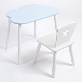 Комплект детский стол ОБЛАЧКО и стул ЗВЕЗДА ROLTI Baby (голубая столешница/белое сиденье/белые ножки) в Белоярском (ХМАО) - beloiarskii.ok-mebel.com | фото