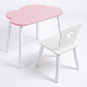 Комплект детский стол ОБЛАЧКО и стул ЗВЕЗДА ROLTI Baby (розовая столешница/белое сиденье/белые ножки) в Белоярском (ХМАО) - beloiarskii.ok-mebel.com | фото