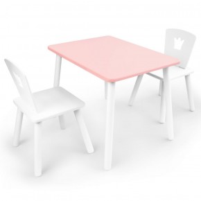 Комплект детской мебели стол и два стула Корона  (Розовый/Белый/Белый) в Белоярском (ХМАО) - beloiarskii.ok-mebel.com | фото