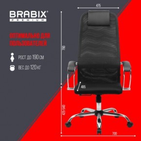 Кресло BRABIX PREMIUM "Ultimate EX-800" хром, плотная двойная сетка Х2, черное, 532911 в Белоярском (ХМАО) - beloiarskii.ok-mebel.com | фото 6