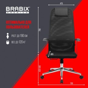 Кресло BRABIX PREMIUM "Ultimate EX-801" хром, плотная двойная сетка Х2, черное, 532917 в Белоярском (ХМАО) - beloiarskii.ok-mebel.com | фото 7