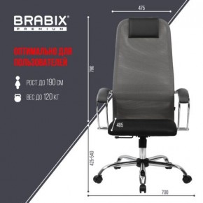 Кресло офисное BRABIX PREMIUM "Ultimate EX-800" хром, плотная двойная сетка Х2, черное/серое, 532912 в Белоярском (ХМАО) - beloiarskii.ok-mebel.com | фото 3