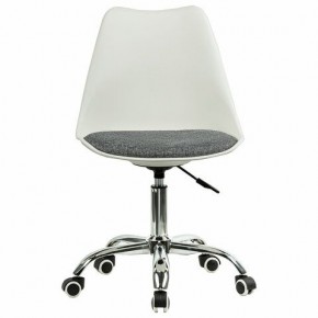 Кресло стул BRABIX "Eames MG-310 CH", хром, пластик белый, ткань серая, 532924 в Белоярском (ХМАО) - beloiarskii.ok-mebel.com | фото