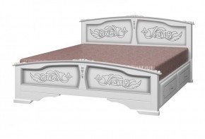 ЕЛЕНА Кровать из массива 1600 (Белый жемчуг) с 2-мя ящиками в Белоярском (ХМАО) - beloiarskii.ok-mebel.com | фото
