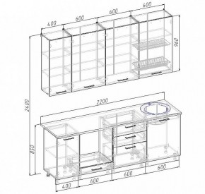 Кухонный гарнитур Антрацит 2200 (Стол. 38мм) в Белоярском (ХМАО) - beloiarskii.ok-mebel.com | фото 3