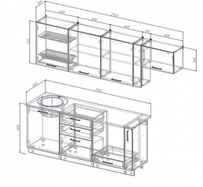 Кухонный гарнитур Антрацит 2550 (Стол. 26мм) в Белоярском (ХМАО) - beloiarskii.ok-mebel.com | фото 2