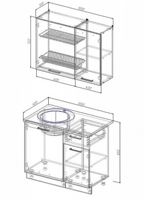 Кухонный гарнитур Лофт 1000 (Стол. 26мм) в Белоярском (ХМАО) - beloiarskii.ok-mebel.com | фото 2