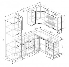 Кухонный гарнитур угловой Трансильвания 2400x1600 мм (Стол. 38 мм) в Белоярском (ХМАО) - beloiarskii.ok-mebel.com | фото 2