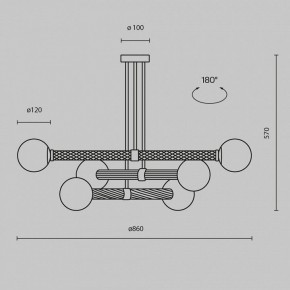 Люстра на штанге Maytoni Teatro MOD287PL-06BS в Белоярском (ХМАО) - beloiarskii.ok-mebel.com | фото 3
