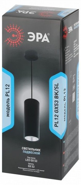 Подвесной светильник Эра  PL12 GX53 BK/SL в Белоярском (ХМАО) - beloiarskii.ok-mebel.com | фото 6