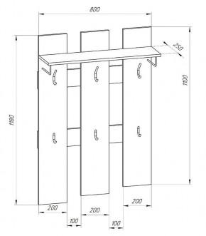 Прихожая-вешалка большая 800 в Белоярском (ХМАО) - beloiarskii.ok-mebel.com | фото 2