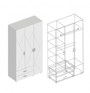 Шкаф 3-ств. с 2 ящ. "Сандра" в Белоярском (ХМАО) - beloiarskii.ok-mebel.com | фото