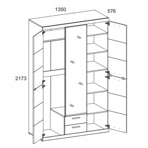 Шкаф 3D2S Z OSKAR , цвет дуб Санремо в Белоярском (ХМАО) - beloiarskii.ok-mebel.com | фото 3