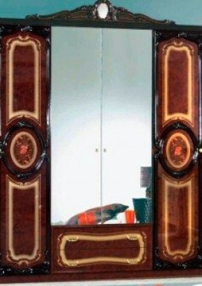 Шкаф 4-х дверный с зеркалами (01.144) Роза (могано) в Белоярском (ХМАО) - beloiarskii.ok-mebel.com | фото