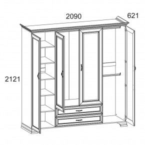 Шкаф 4D2S Z, TIFFANY, цвет вудлайн кремовый в Белоярском (ХМАО) - beloiarskii.ok-mebel.com | фото