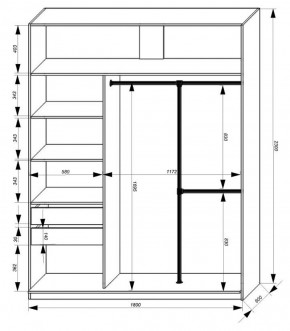 Шкаф-купе 1800 серии SOFT D8+D2+B2+PL4 (2 ящика+F обр.штанга) профиль «Графит» в Белоярском (ХМАО) - beloiarskii.ok-mebel.com | фото 3