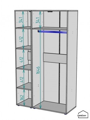 Шкаф Linnea MHR-3-1 2050х1200х510 (Графит-М 11.1.25) в Белоярском (ХМАО) - beloiarskii.ok-mebel.com | фото 3