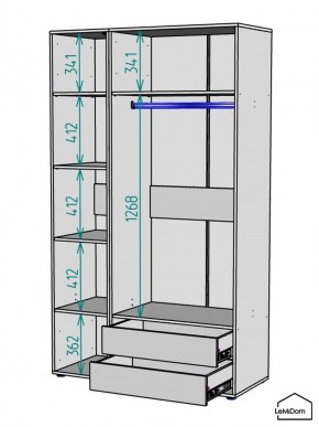 Шкаф Linnea MHR-3-2 2050х1200х510 (Графит-М 11.1.25) в Белоярском (ХМАО) - beloiarskii.ok-mebel.com | фото 3