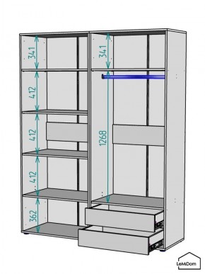 Шкаф Linnea MHR-4-2 2050х1600х510 (Графит-М 11.1.25) в Белоярском (ХМАО) - beloiarskii.ok-mebel.com | фото 3