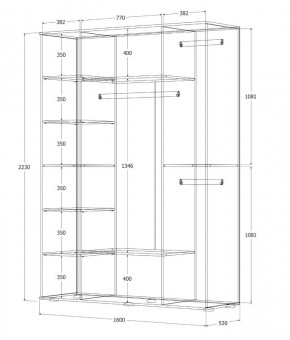 Шкаф Норден 1600 (Дуб Крафт Белый) в Белоярском (ХМАО) - beloiarskii.ok-mebel.com | фото 3