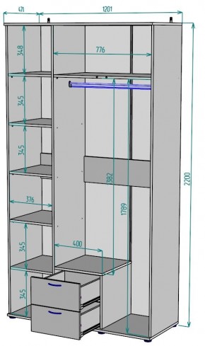 Шкаф Ольга H54 в Белоярском (ХМАО) - beloiarskii.ok-mebel.com | фото 2