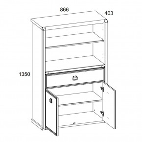 Шкаф открытый 2D1S, MAGELLAN, цвет Сосна винтаж в Белоярском (ХМАО) - beloiarskii.ok-mebel.com | фото 3