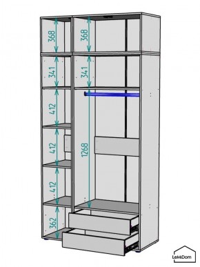 Шкаф с антресолью Linnea MHR-3A-2 2450х1200х510 (Графит-М 11.1.25) в Белоярском (ХМАО) - beloiarskii.ok-mebel.com | фото 3