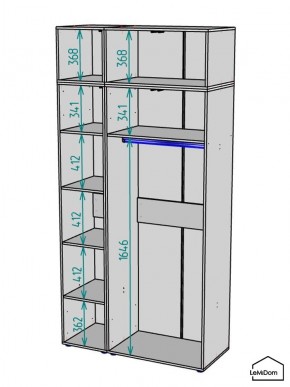 Шкаф с антресолью Linnea MHR-3POA-1 2450х1200х510 (Белый-М 11.1.2) в Белоярском (ХМАО) - beloiarskii.ok-mebel.com | фото 3