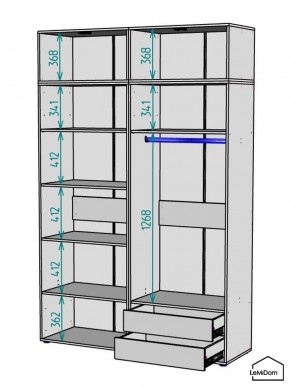Шкаф с антресолью Linnea MHR-4A-2 2450х1600х510 (ДВ-М 11.1.25) в Белоярском (ХМАО) - beloiarskii.ok-mebel.com | фото 3