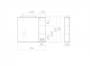 Шкаф-зеркало Cube 75 Эл. Правый Домино (DC5009HZ) в Белоярском (ХМАО) - beloiarskii.ok-mebel.com | фото 3