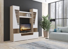 Стенка АНТАЛИЯ 2 (Сонома/Белый софт) в Белоярском (ХМАО) - beloiarskii.ok-mebel.com | фото 3