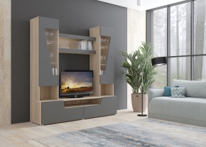 Стенка АНТАЛИЯ 2 (Сонома/Графит софт) в Белоярском (ХМАО) - beloiarskii.ok-mebel.com | фото 3