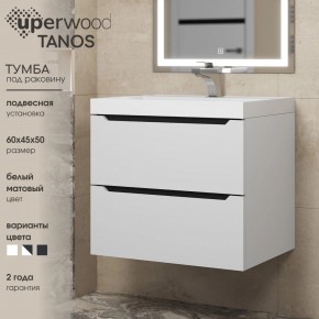 Тумба под раковину Uperwood Tanos 60 см, подвесная, белая/графит в Белоярском (ХМАО) - beloiarskii.ok-mebel.com | фото 3