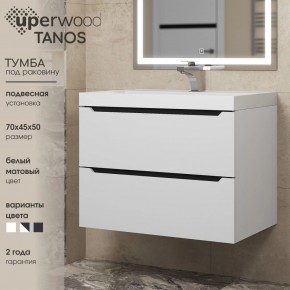 Тумба под раковину Uperwood Tanos 70 см, подвесная, белая/графит в Белоярском (ХМАО) - beloiarskii.ok-mebel.com | фото 3